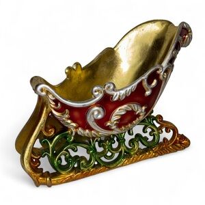 Vintage Acrylic Santa’s Sleigh Christmas Decoration Mantel Table Decor Cottage